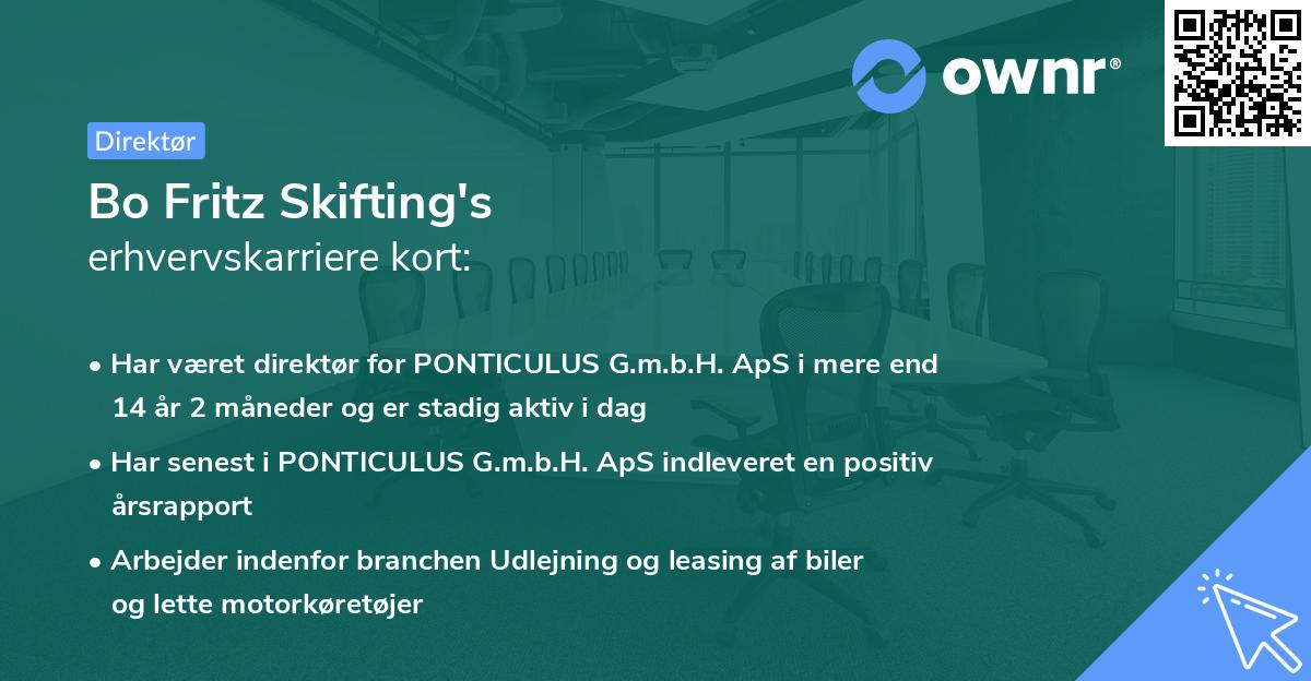 Bo Fritz Skifting's erhvervskarriere kort
