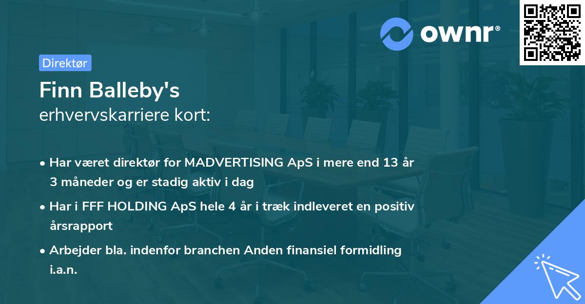 Finn Balleby's erhvervskarriere kort