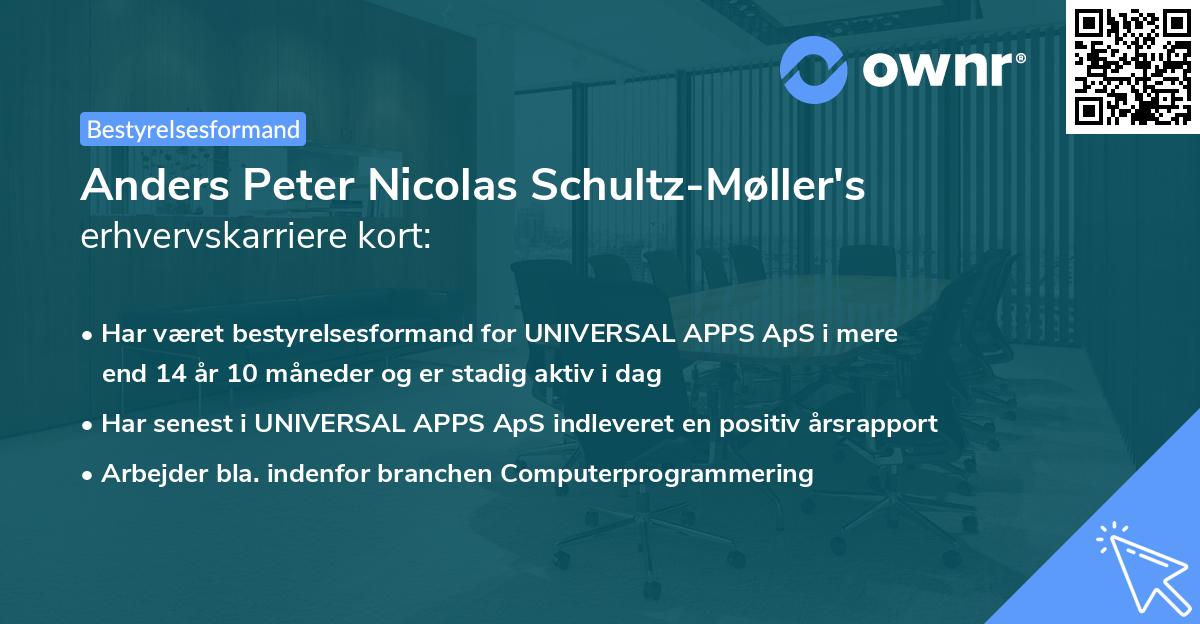 Anders Peter Nicolas Schultz-Møller's erhvervskarriere kort