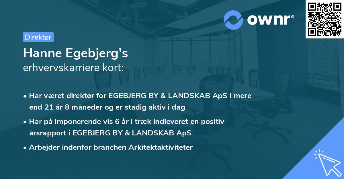 Hanne Egebjerg's erhvervskarriere kort