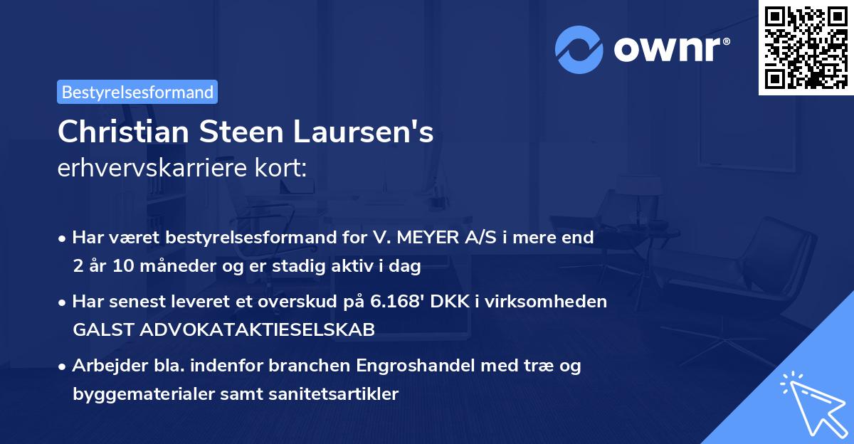 Christian Steen Laursen's erhvervskarriere kort