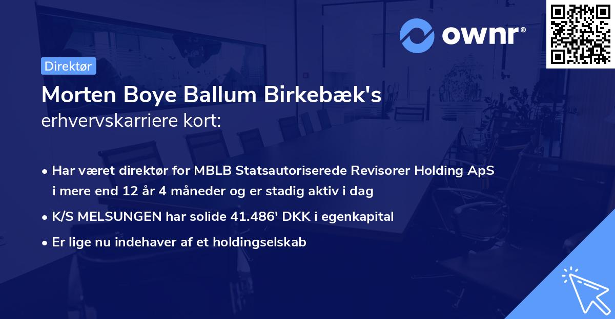 Morten Boye Ballum Birkebæk's erhvervskarriere kort