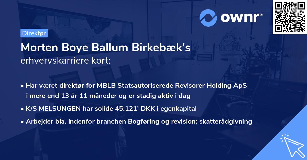 Morten Boye Ballum Birkebæk's erhvervskarriere kort