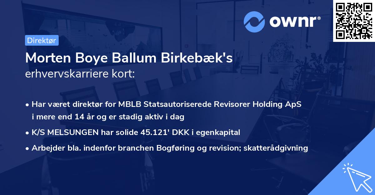 Morten Boye Ballum Birkebæk's erhvervskarriere kort