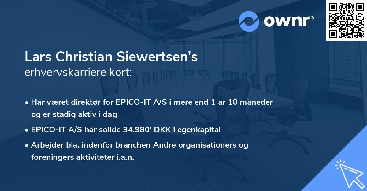 Lars Christian Siewertsen's erhvervskarriere kort
