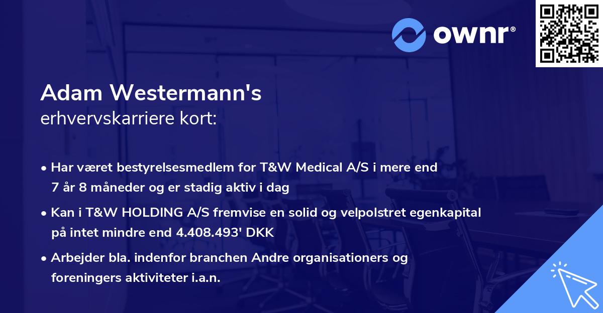 Adam Westermann's erhvervskarriere kort