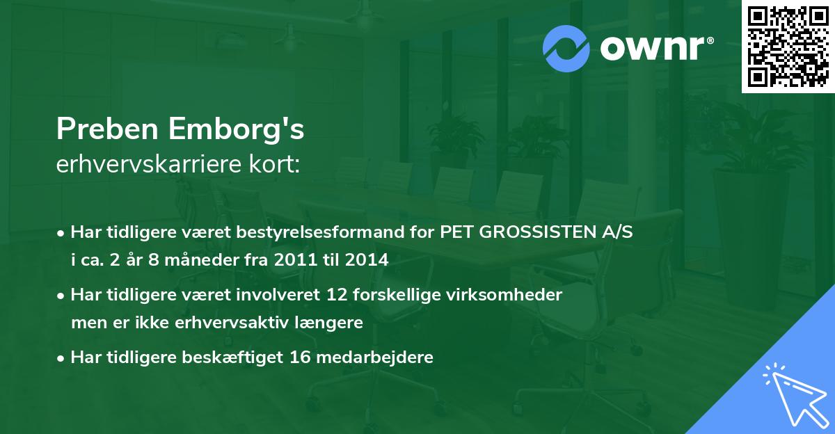 Preben Emborg's erhvervskarriere kort