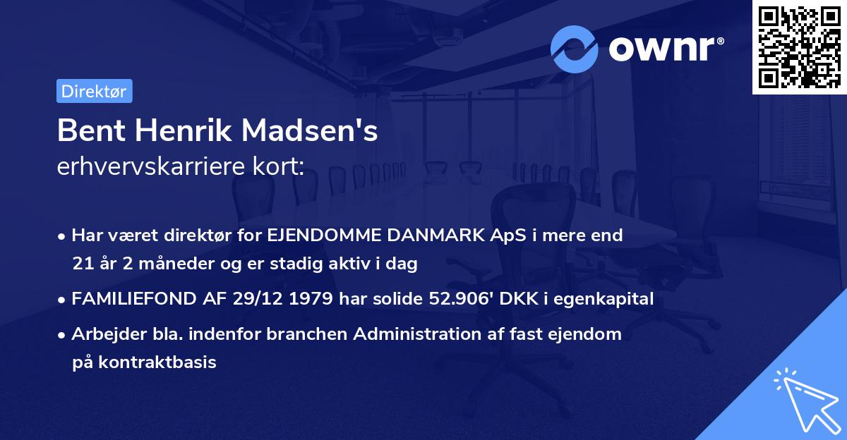 Bent Henrik Madsen's erhvervskarriere kort