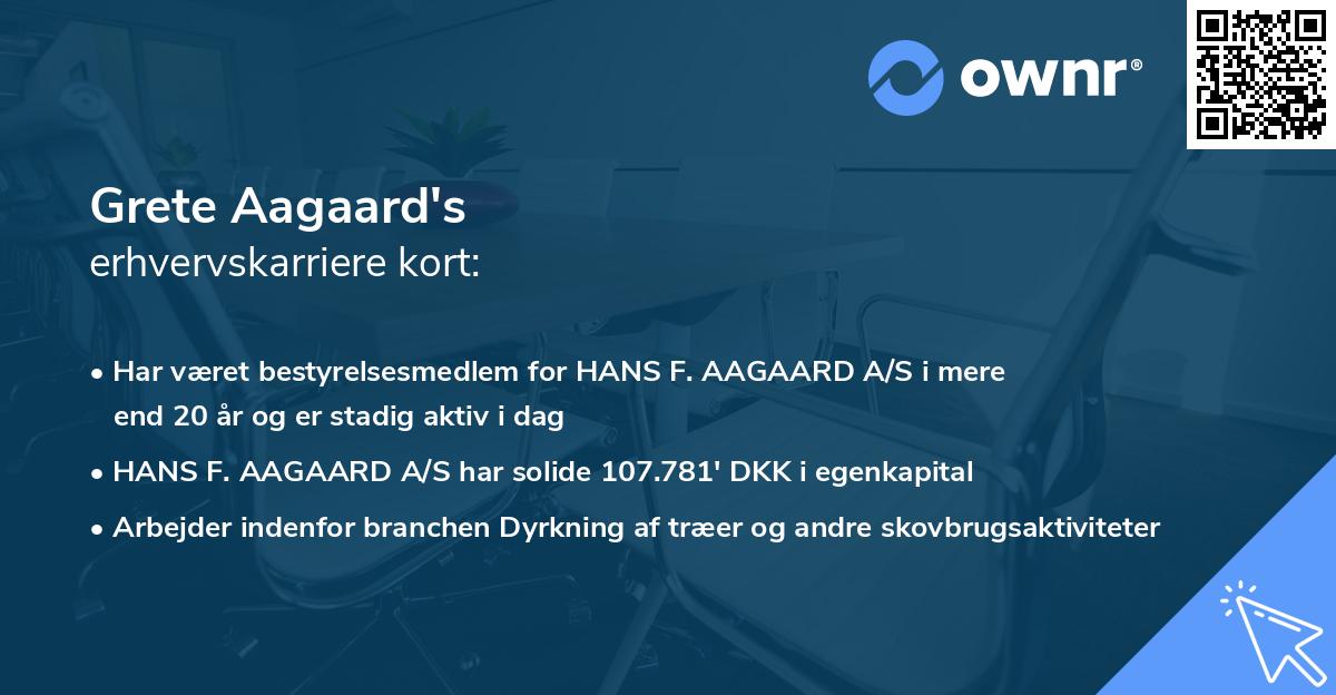 Grete Aagaard's erhvervskarriere kort