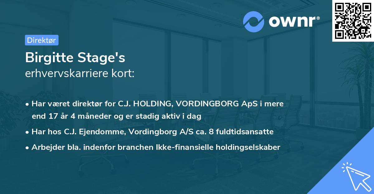 Birgitte Stage's erhvervskarriere kort