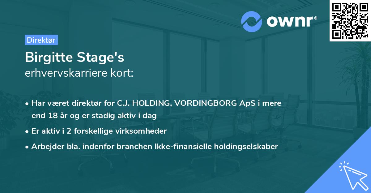 Birgitte Stage's erhvervskarriere kort