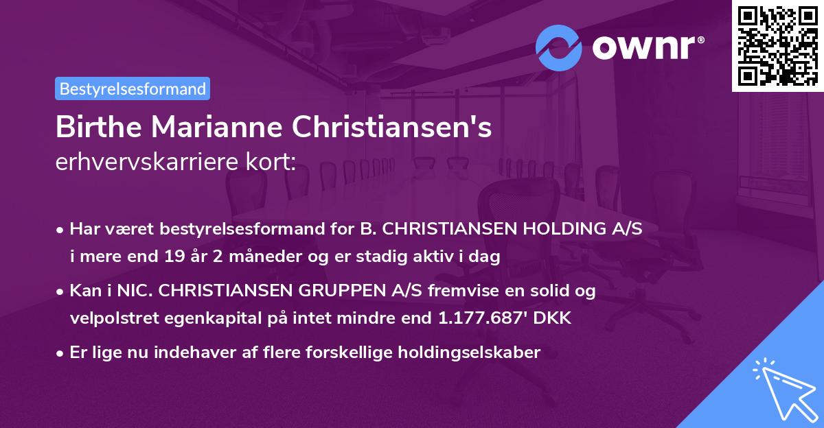 Birthe Marianne Christiansen's erhvervskarriere kort