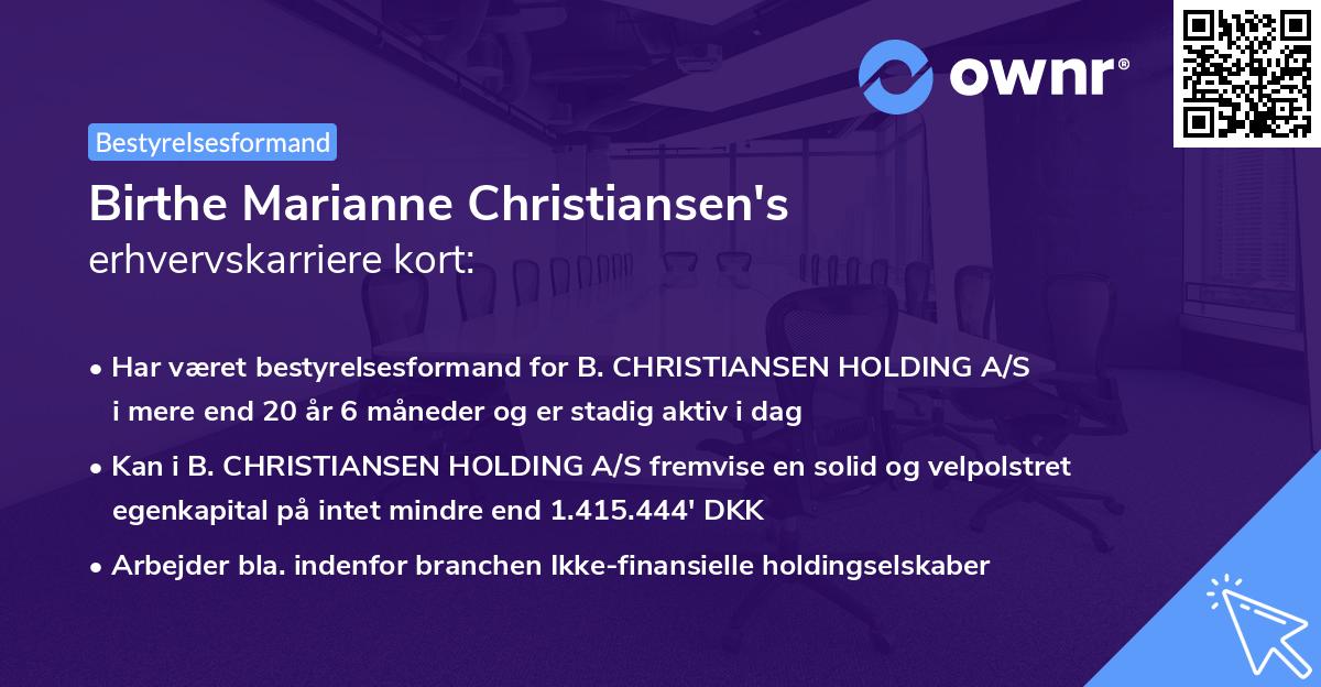 Birthe Marianne Christiansen's erhvervskarriere kort