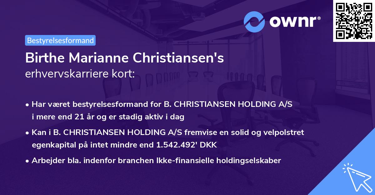 Birthe Marianne Christiansen's erhvervskarriere kort