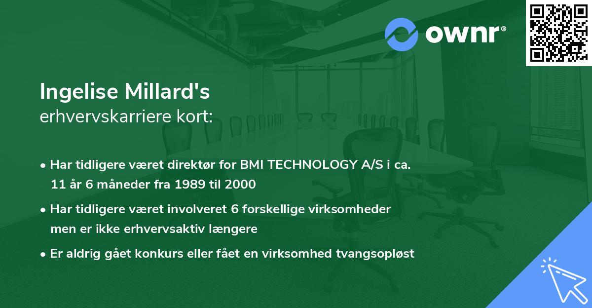 Ingelise Millard's erhvervskarriere kort