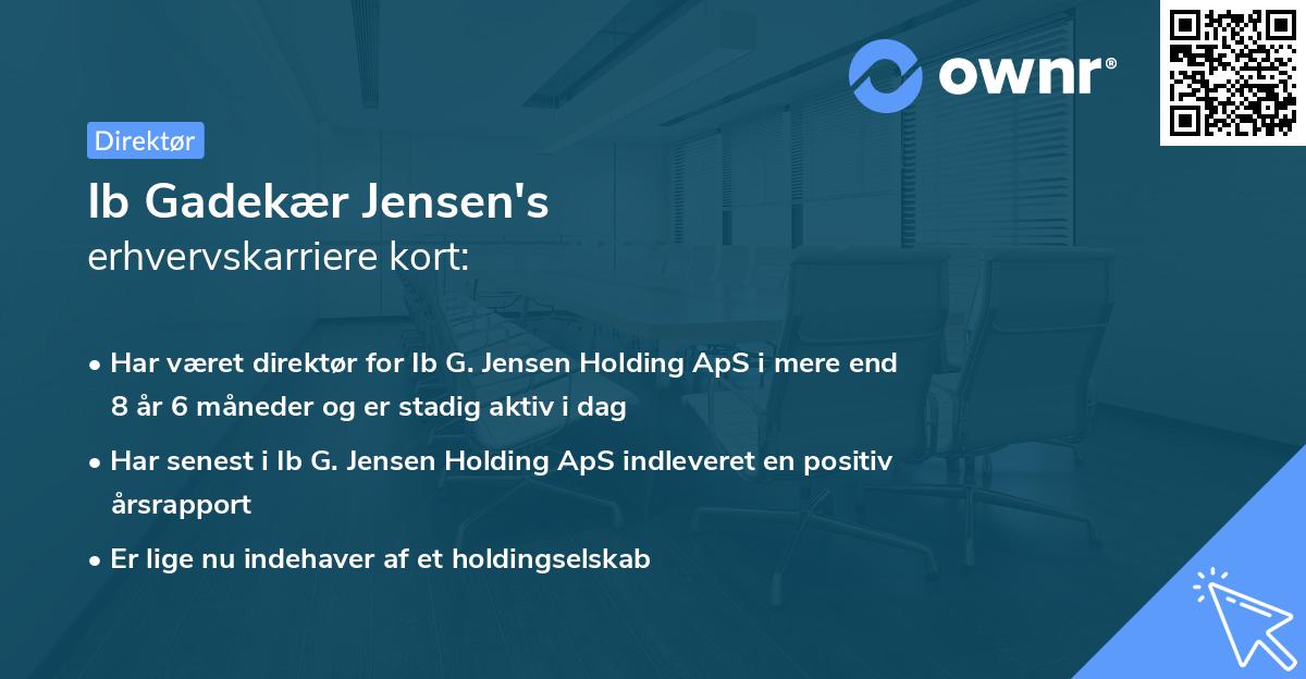 Ib Gadekær Jensen's erhvervskarriere kort