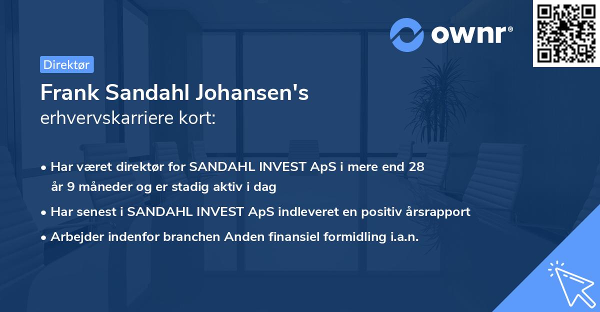 Frank Sandahl Johansen's erhvervskarriere kort
