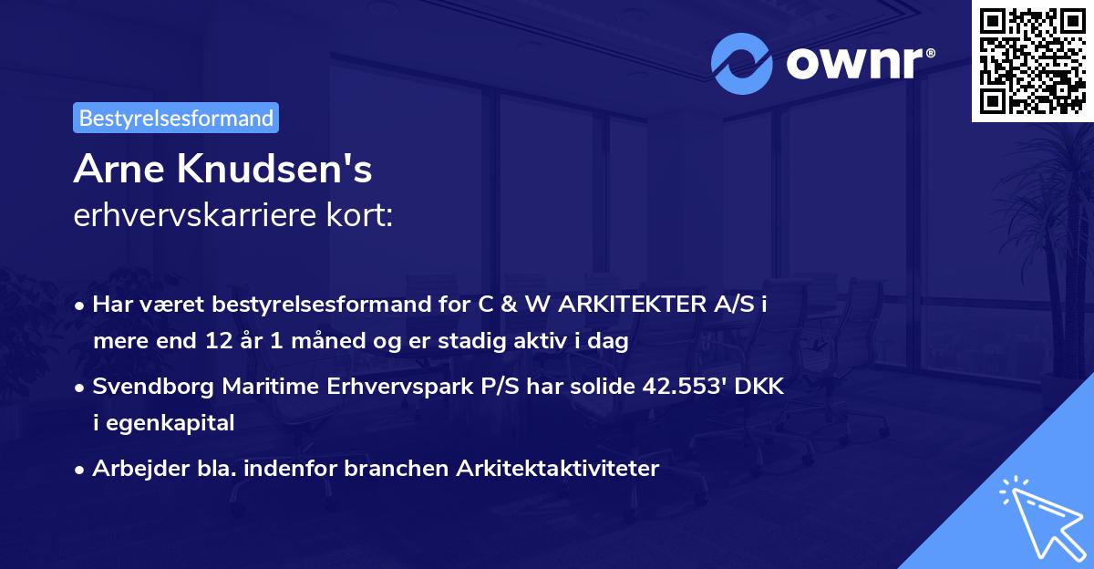 Arne Knudsen's erhvervskarriere kort