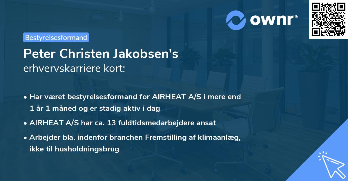 Peter Christen Jakobsen's erhvervskarriere kort