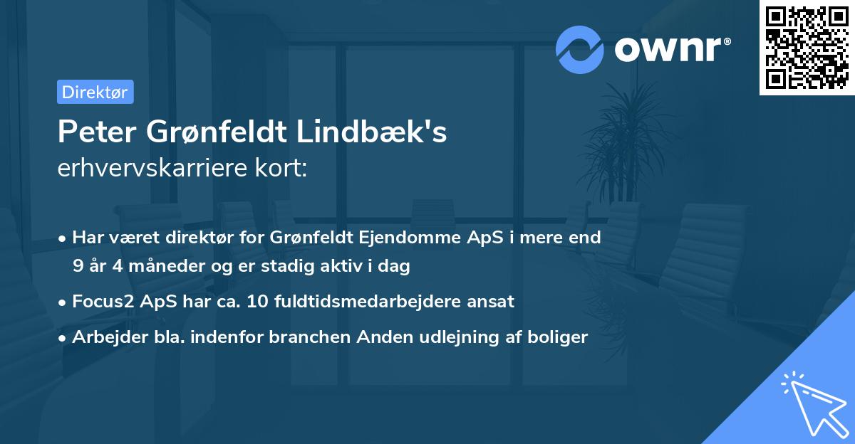Peter Grønfeldt Lindbæk's erhvervskarriere kort
