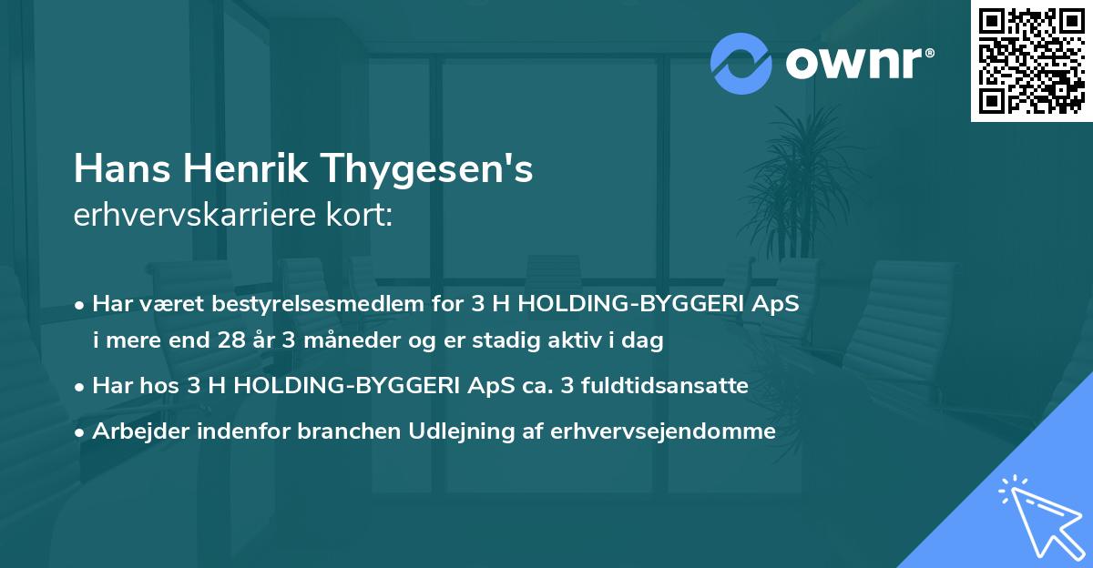 Hans Henrik Thygesen's erhvervskarriere kort