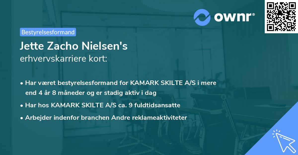 Jette Zacho Nielsen's erhvervskarriere kort