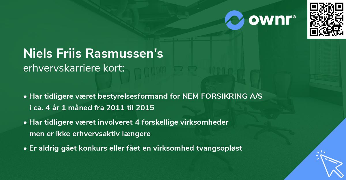Niels Friis Rasmussen's erhvervskarriere kort