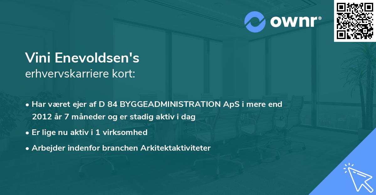Vini Enevoldsen's erhvervskarriere kort