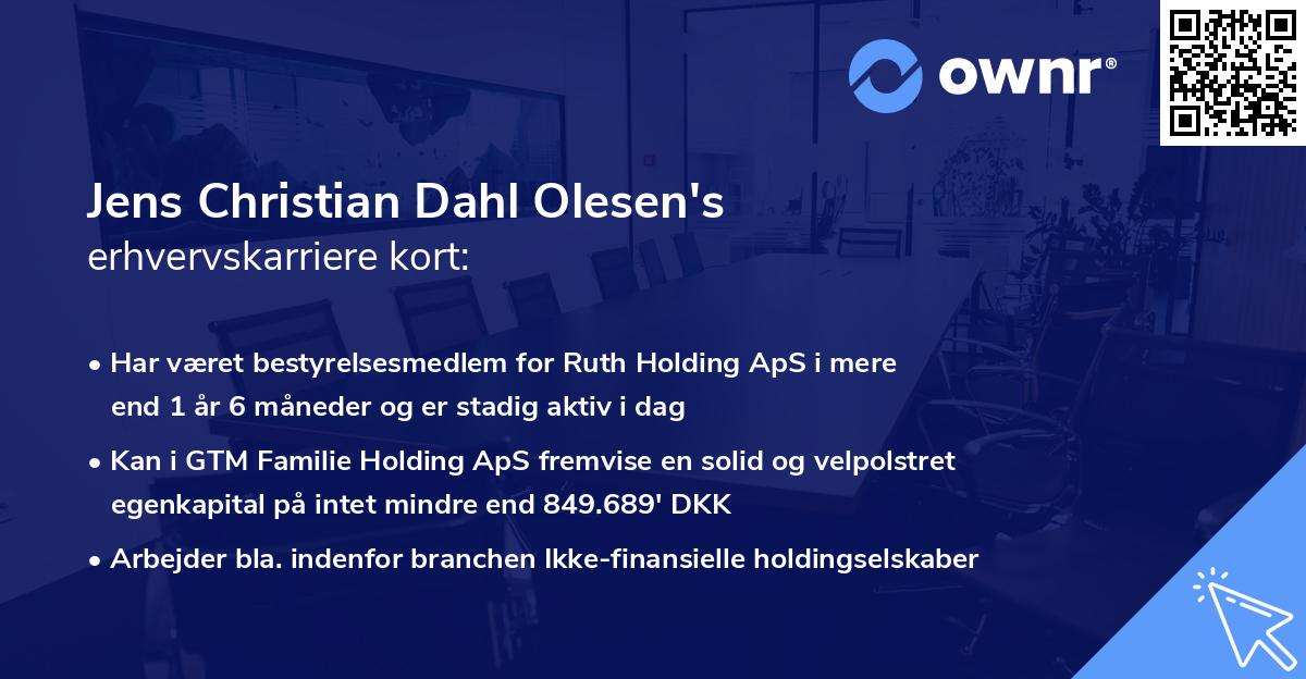 Jens Christian Dahl Olesen's erhvervskarriere kort