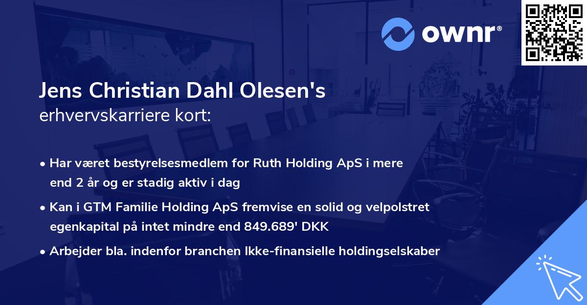 Jens Christian Dahl Olesen's erhvervskarriere kort