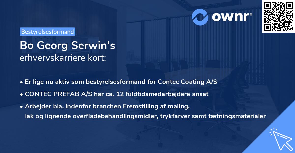 Bo Georg Serwin's erhvervskarriere kort