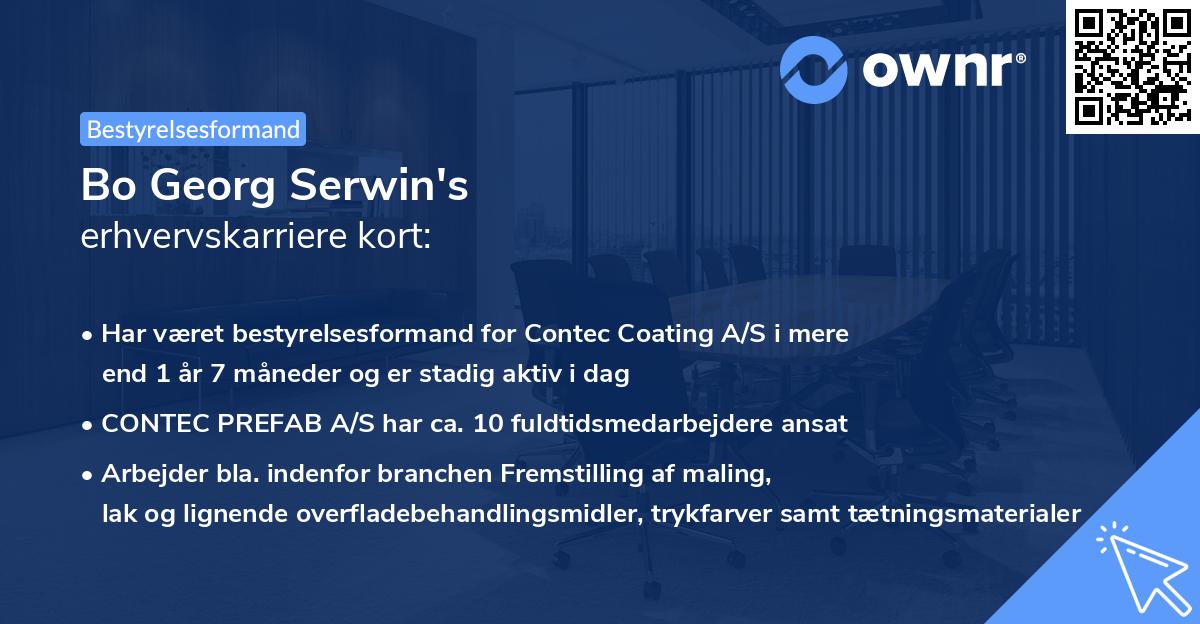 Bo Georg Serwin's erhvervskarriere kort