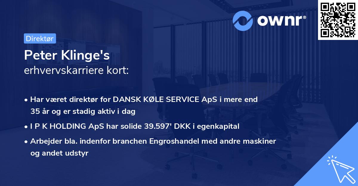 Peter Klinge's erhvervskarriere kort