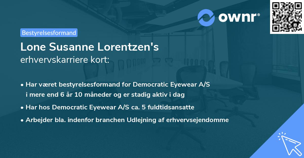 Lone Susanne Lorentzen's erhvervskarriere kort