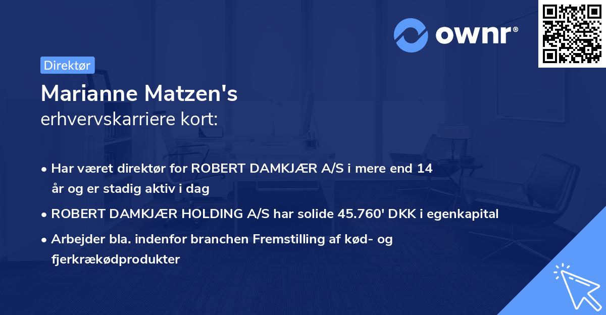 Marianne Matzen's erhvervskarriere kort