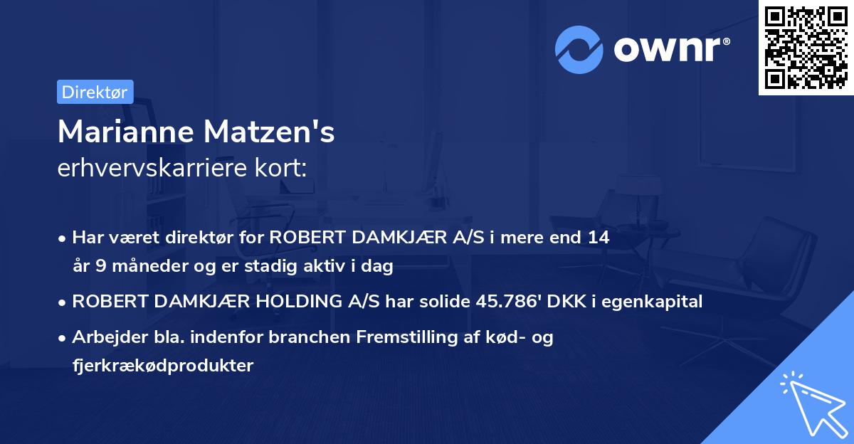 Marianne Matzen's erhvervskarriere kort