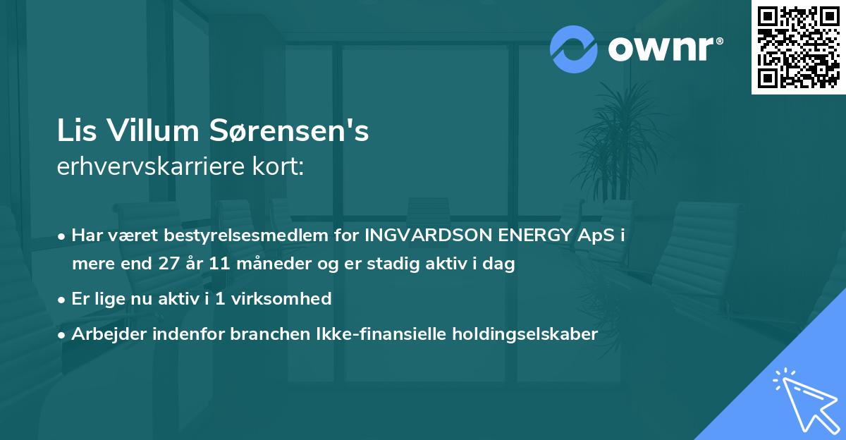 Lis Villum Sørensen's erhvervskarriere kort