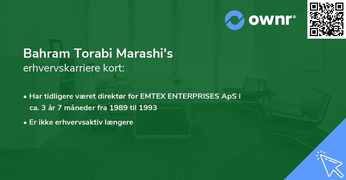 Bahram Torabi Marashi's erhvervskarriere kort