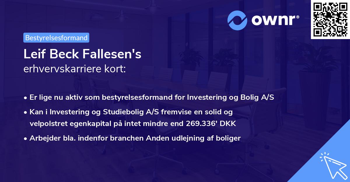 Leif Beck Fallesen's erhvervskarriere kort