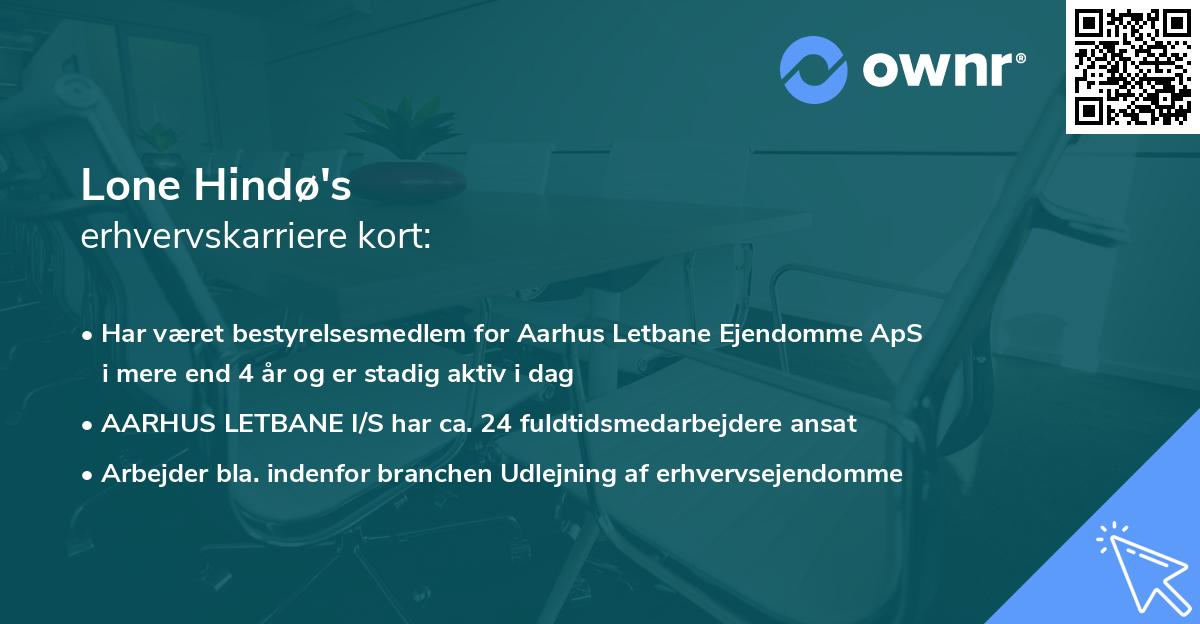 Lone Hindø's erhvervskarriere kort