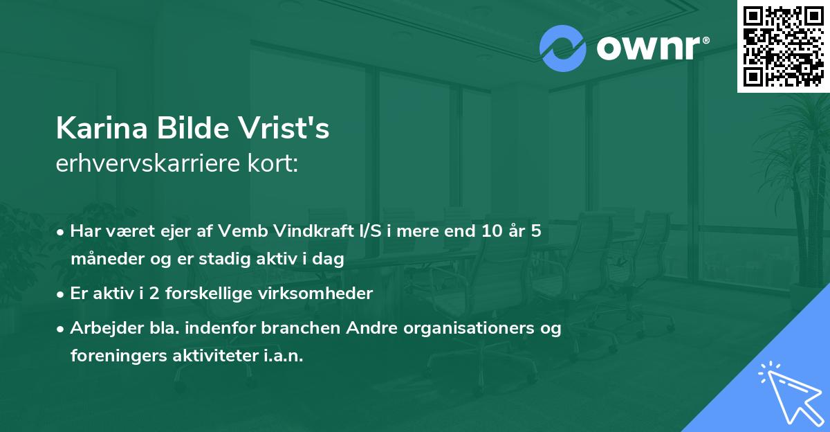 Karina Bilde Vrist's erhvervskarriere kort