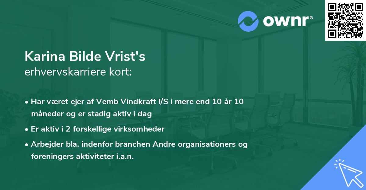 Karina Bilde Vrist's erhvervskarriere kort