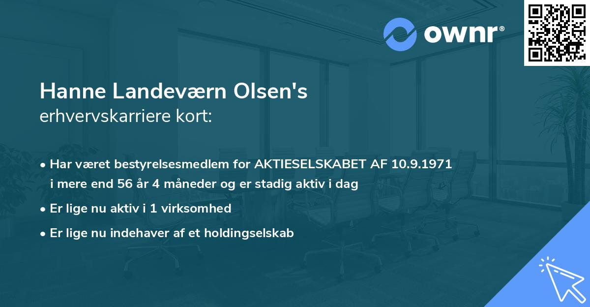 Hanne Landeværn Olsen's erhvervskarriere kort