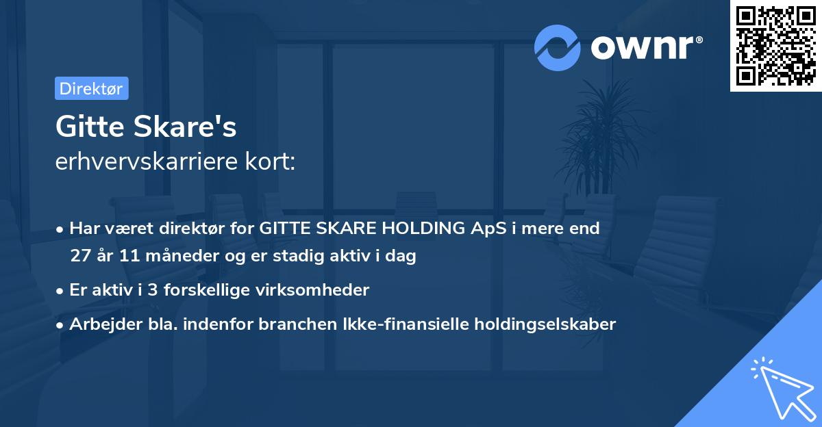 Gitte Skare's erhvervskarriere kort