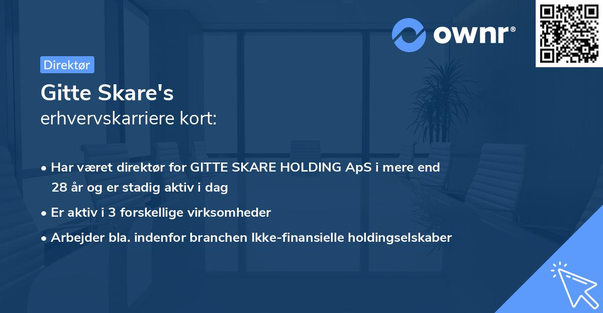 Gitte Skare's erhvervskarriere kort