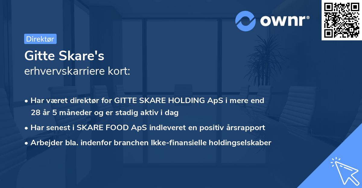 Gitte Skare's erhvervskarriere kort