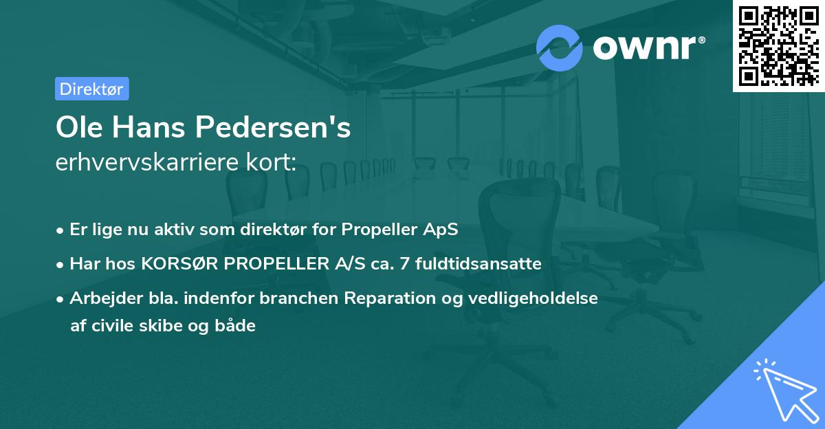 Ole Hans Pedersen's erhvervskarriere kort