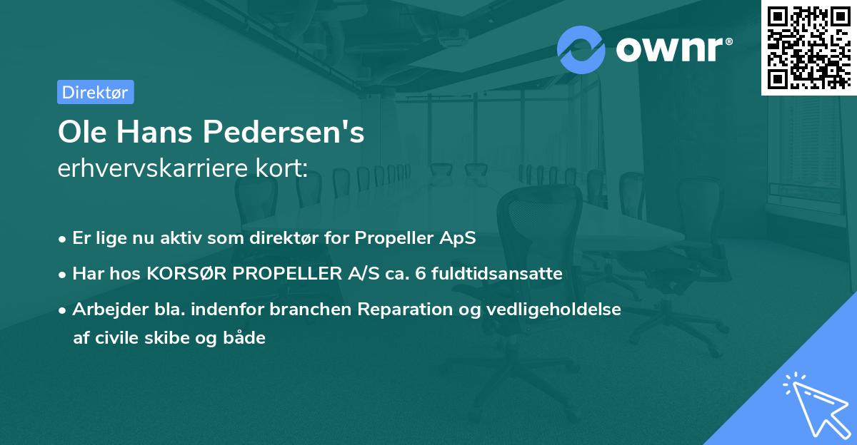 Ole Hans Pedersen's erhvervskarriere kort