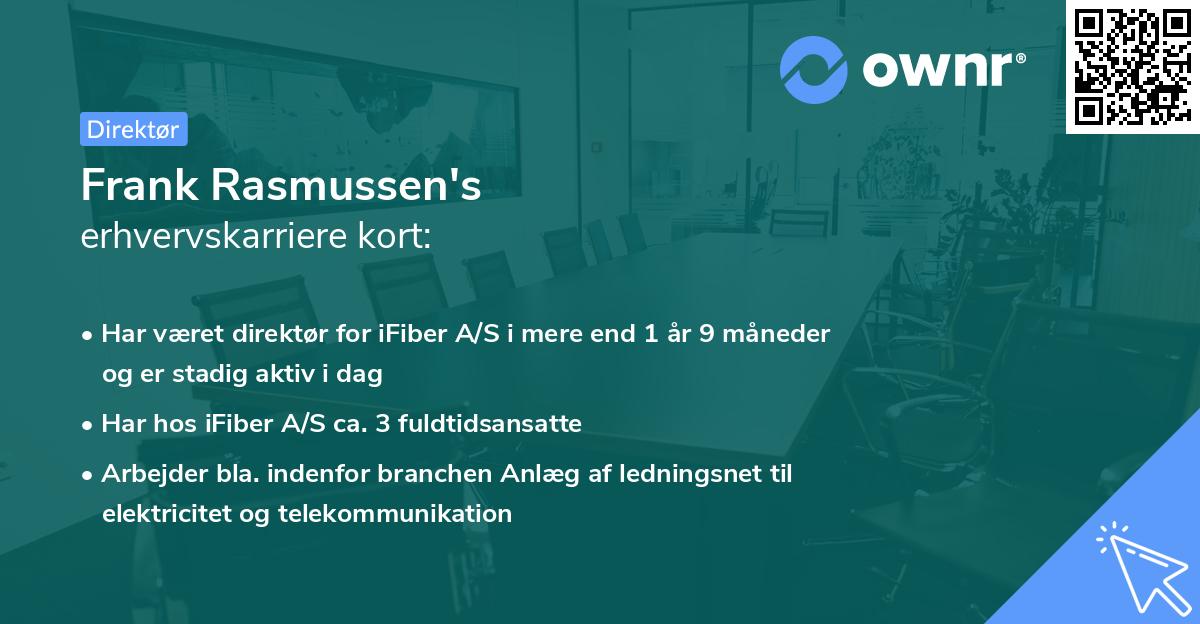 Frank Rasmussen's erhvervskarriere kort