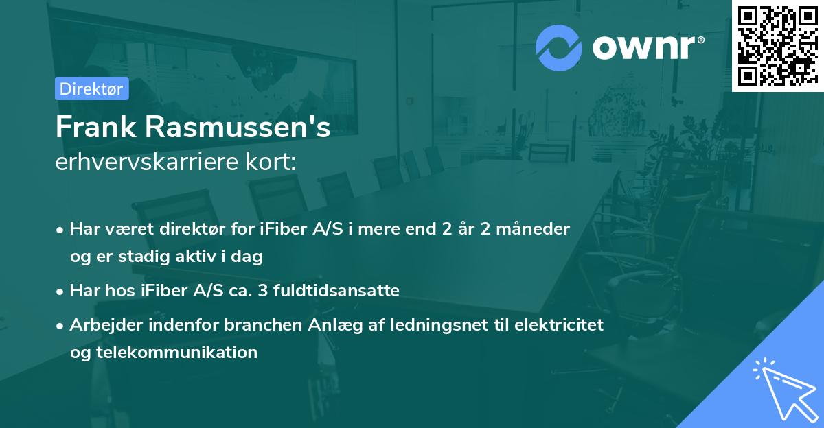 Frank Rasmussen's erhvervskarriere kort